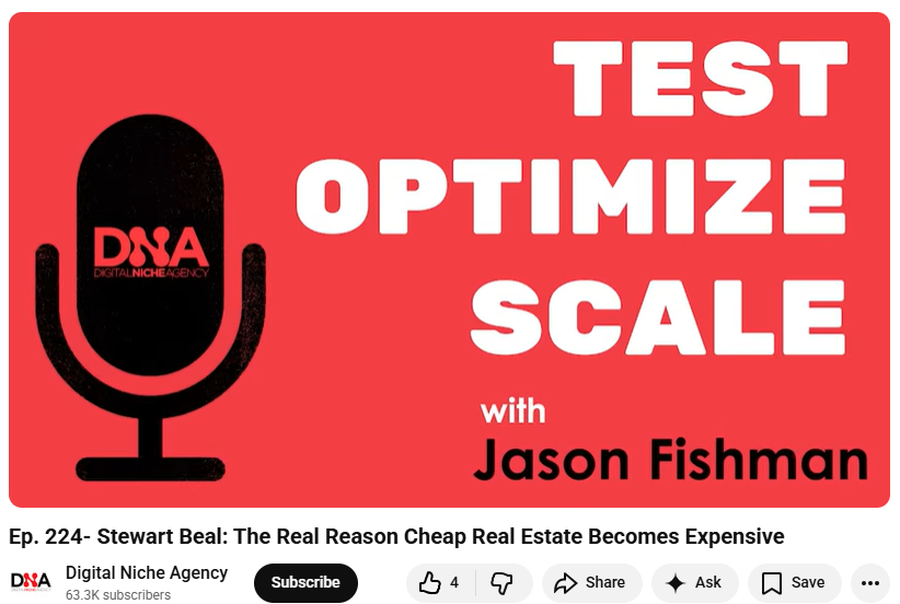 Test Optimize and Scale podcast YouTube video screenshot